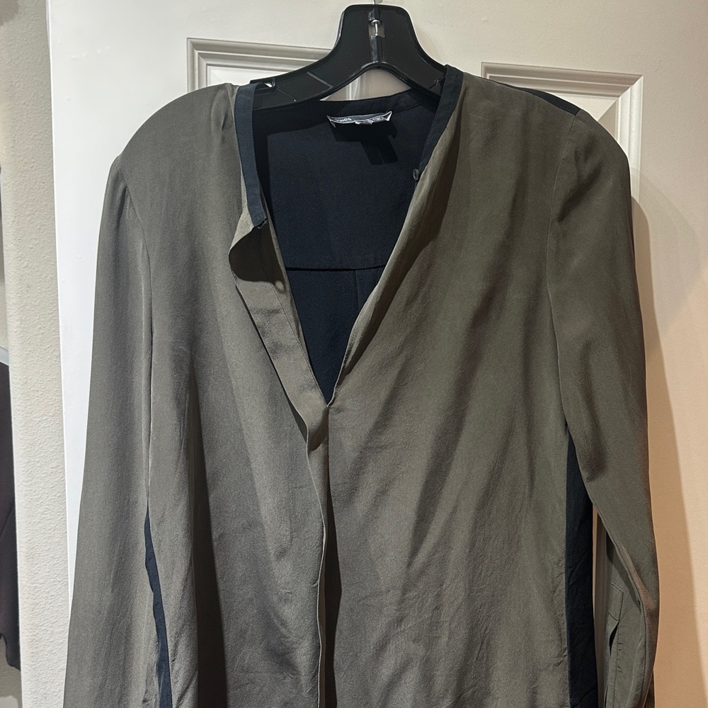 Chic Olive and Black Silk shirt